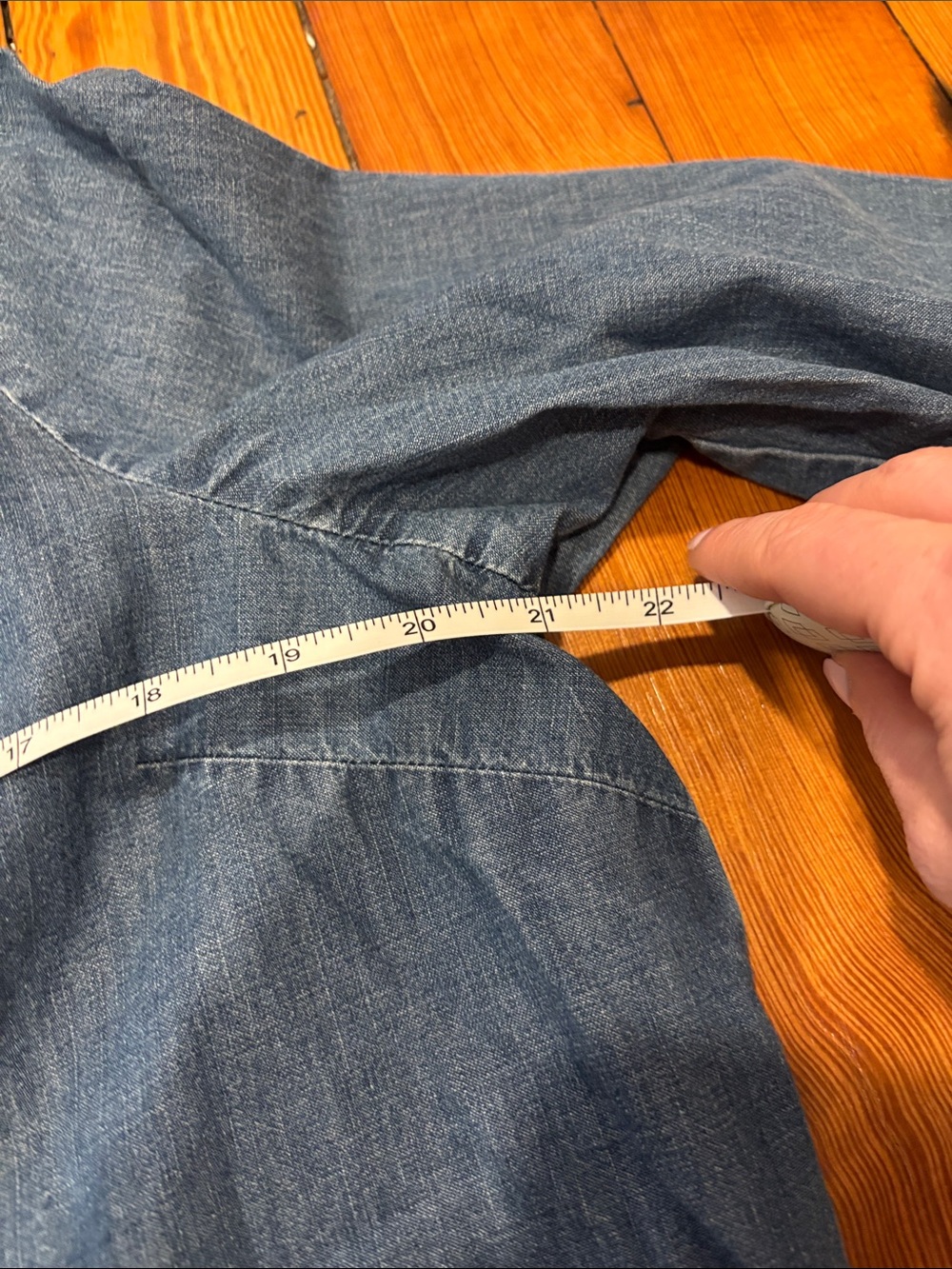 J. Jill Blue Denim Button-Front Peasant Top - Picture 6 of 6